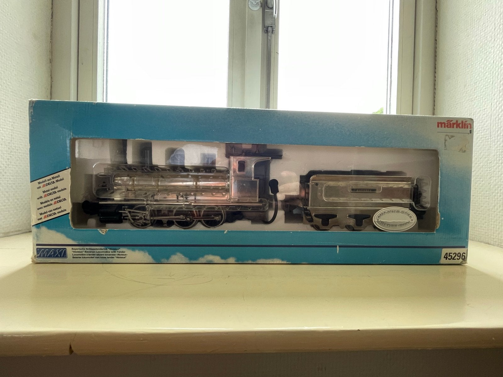 Marklin Spoor 1 Maxi Deco Locomotief met Tender 45296, Wisselstroom, Locomotief, Ophalen of Verzenden, Zo goed als nieuw