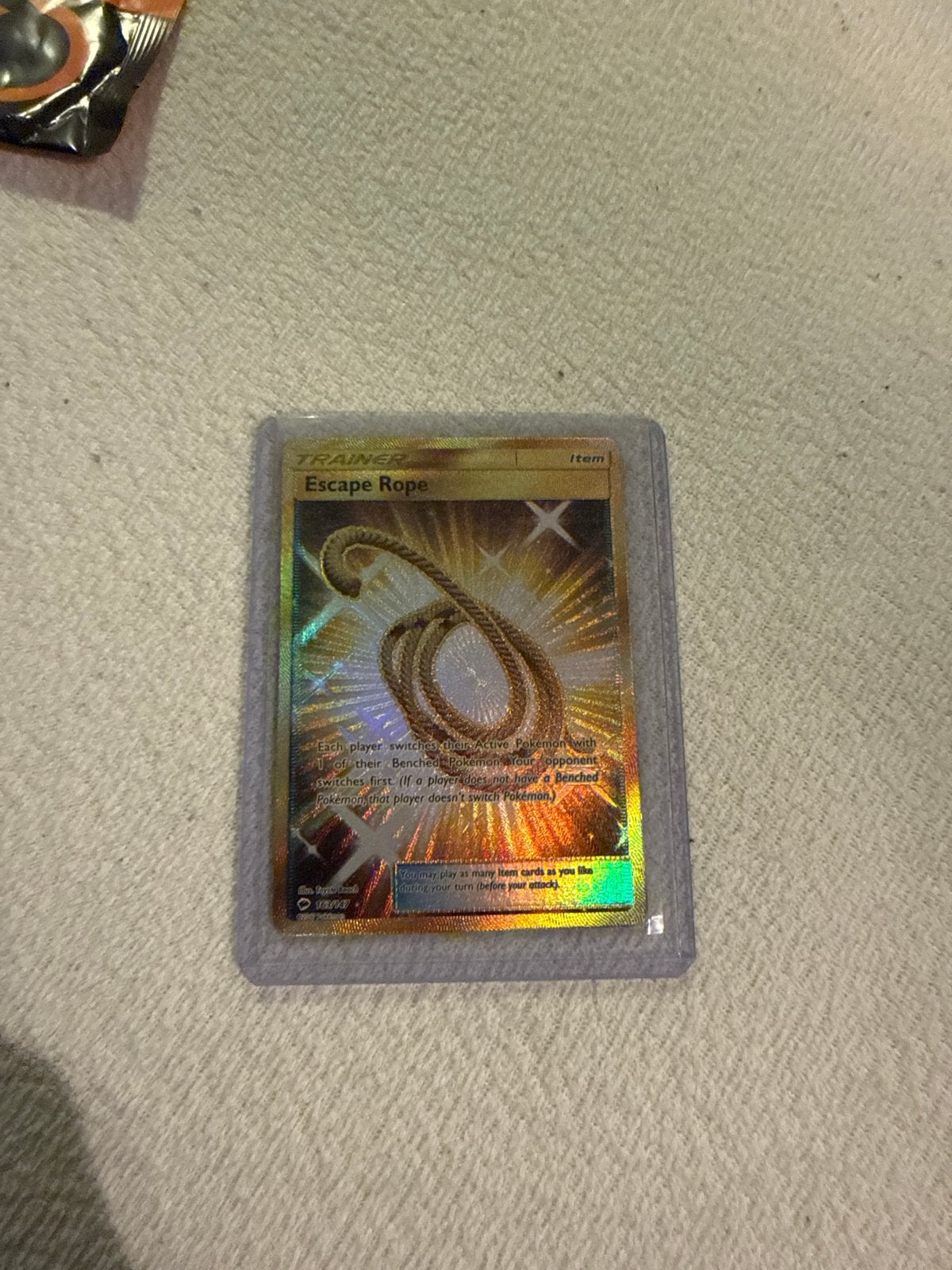 Pokémon TCG: Escape Rope Trainer Kaart (Full Art), Ophalen of Verzenden, Zo goed als nieuw, Losse kaart, Foil