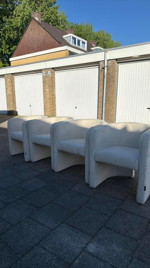 Eric Kuster stijl fauteuil stoelen– set van 4 – crème bouclé, Huis en Inrichting, Stoelen, Ophalen of Verzenden, Gebruikt