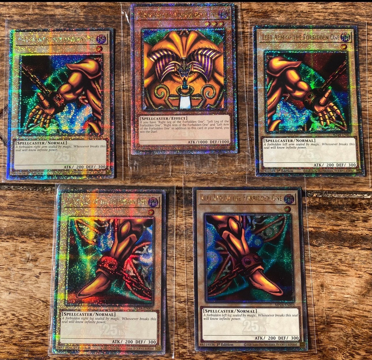 Yu-Gi-Oh! Full Exodia Set Quartercentury Exodia1st  M/NM !, Ophalen of Verzenden, Zo goed als nieuw, Meerdere kaarten, Foil