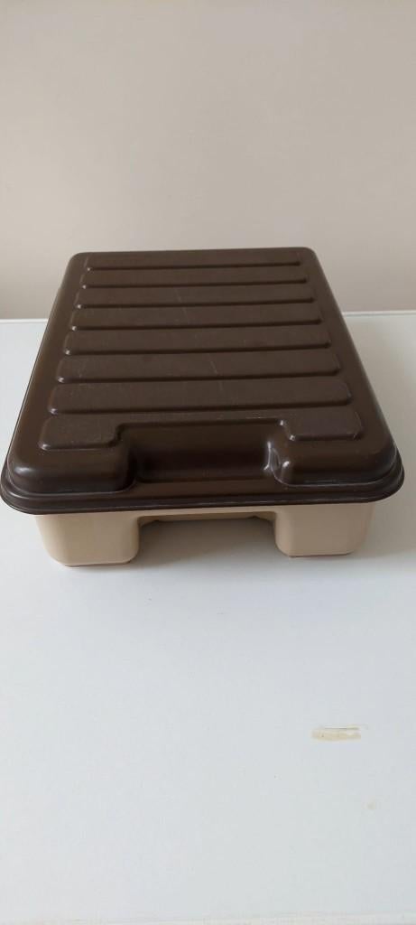 Vintage Curver Schoenpoets doos Jaren '70 – Bruin / Beige, Verzamelen, Ophalen of Verzenden, Huis en Inrichting