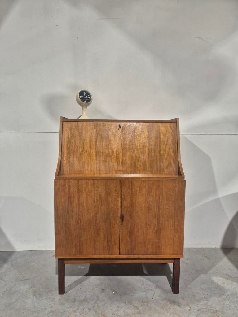 Vintage teak fineer mid century secretair. , Ophalen, Gebruikt, Onbekend, Onbekend