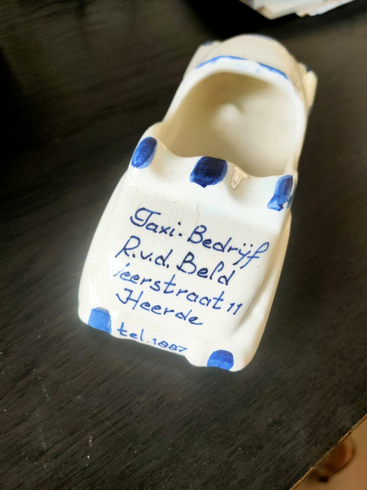 Asbak delftsblauw Taxi R. vd Beld Heerde, Ophalen of Verzenden, Zo goed als nieuw, Asbak