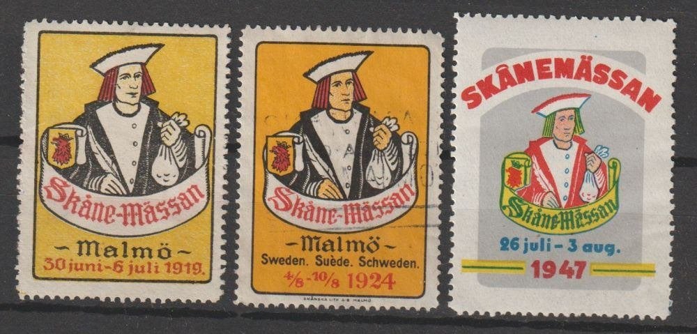 Zweden sluitzegels Skånemässan (Skåne-beurs) Malmö, Ophalen of Verzenden, Zweden