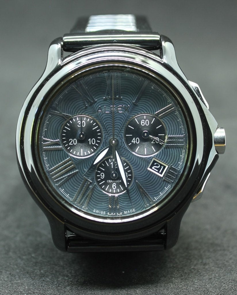 ALFEX 5629 Keramische Chronograph – Zwart parelmoer, Overige merken, Overige materialen, Polshorloge, Overige materialen