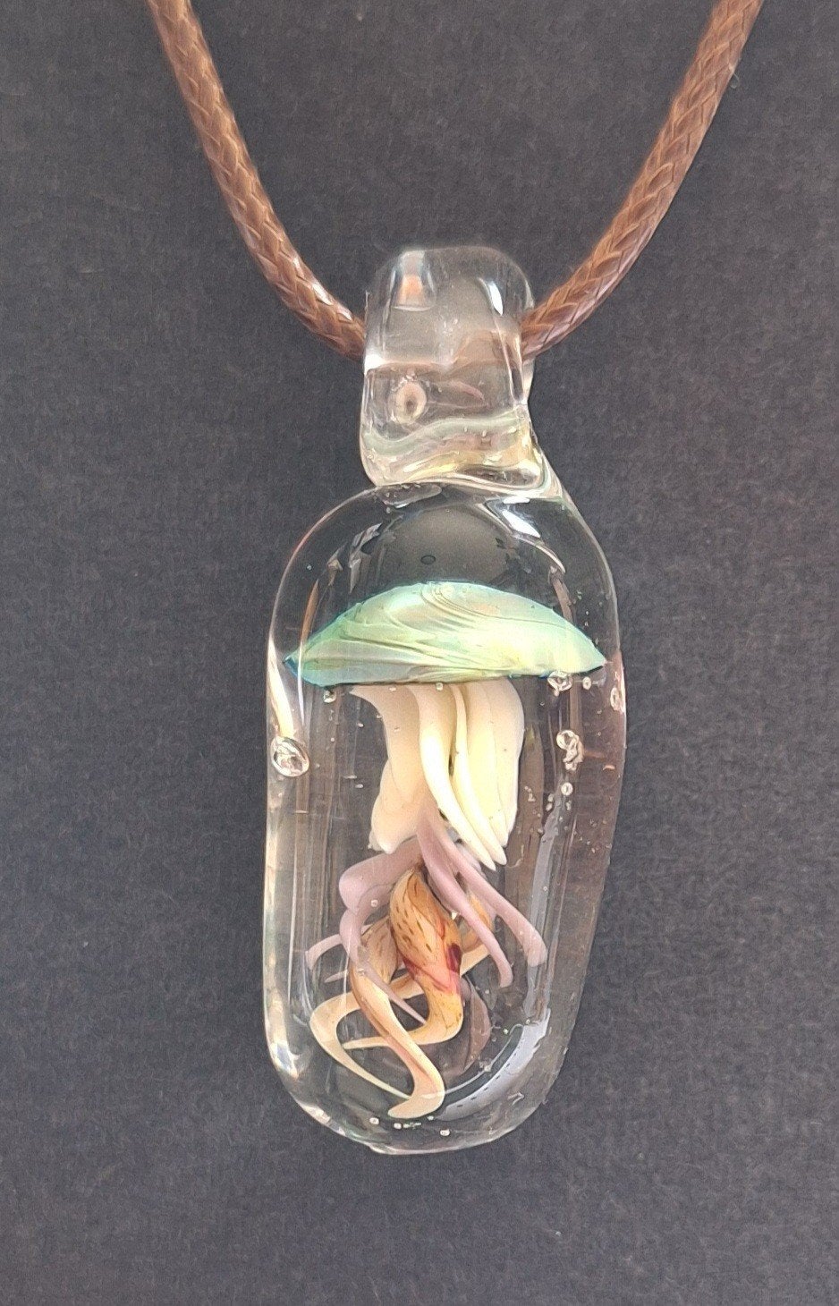 ketting met handgemaakte lampwork glashanger " kwal ", Overige kleuren, Verzenden, Nieuw, Overige materialen