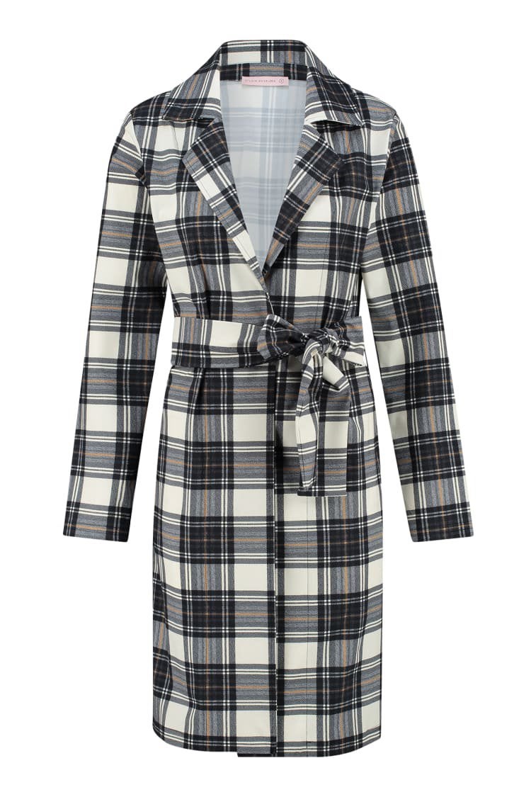 Studio anneloes blanca plaid trenchcoat jas XL donkerblauw, Blauw, Maat 46/48 (XL) of groter, Ophalen of Verzenden, Zo goed als nieuw