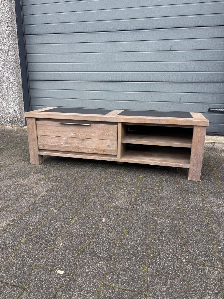 Landelijk TV-meubel Eikenlook met Opbergruimte – Nette Staat, Ophalen, 150 tot 200 cm, Eikenhout, Zo goed als nieuw
