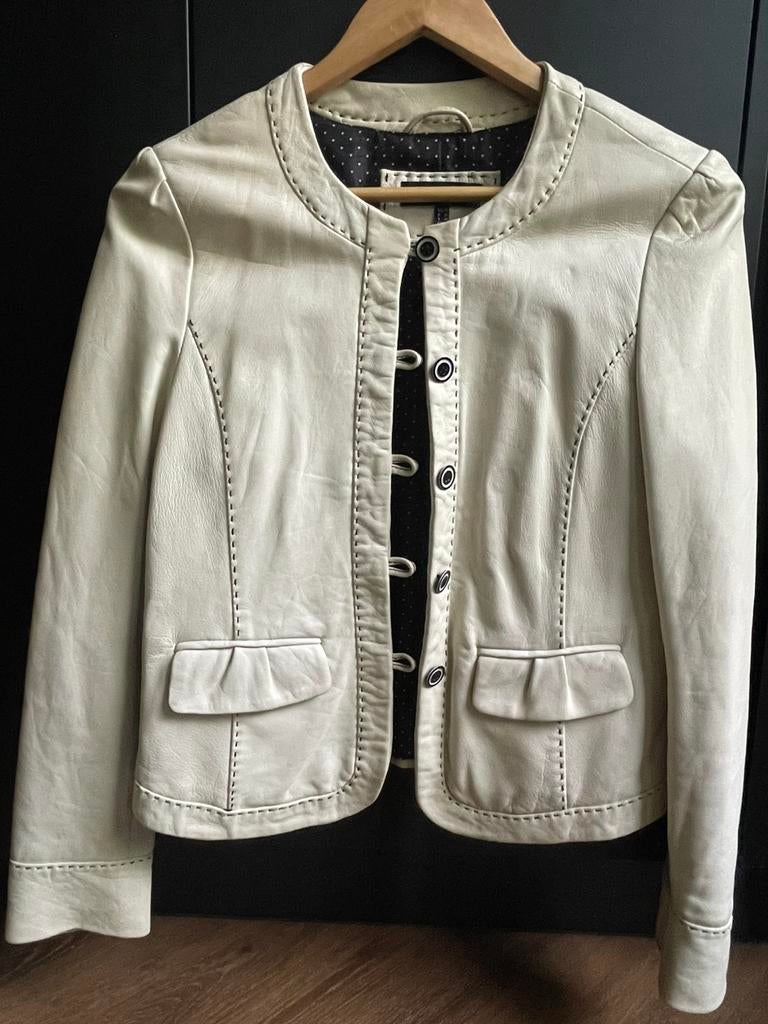 Wit leren jasje van Arma mt 36, Kleding | Dames, Jasjes, Kostuums en Pakken, Ophalen of Verzenden, Gedragen, Maat 36 (S), Wit