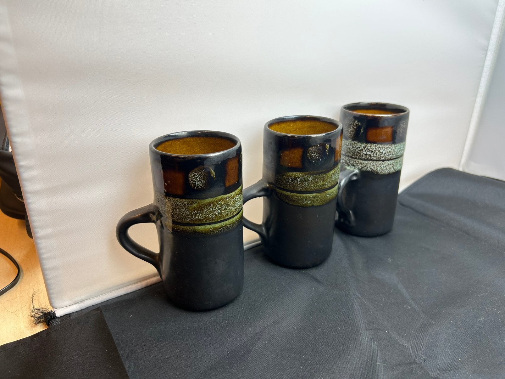 3 vintage design koffiemokken Celtic Pottery Cornwall/ Retro, Ophalen, Keramiek, Vintage, Mok