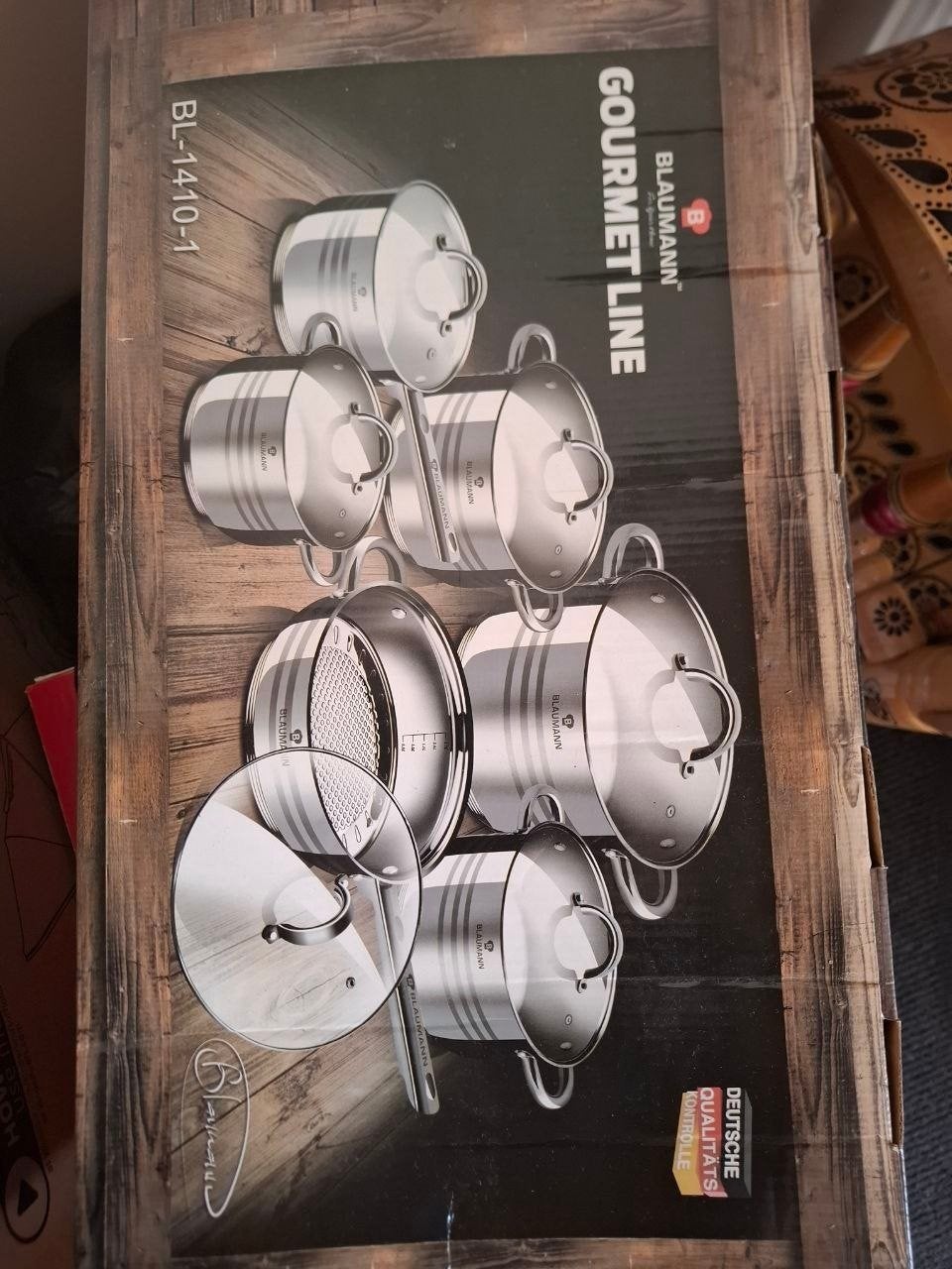 Blaumann Gourmet Line Pannenset - 12-delig RVS, Huis en Inrichting, Nieuw, Pannenset, Ophalen of Verzenden, Rvs