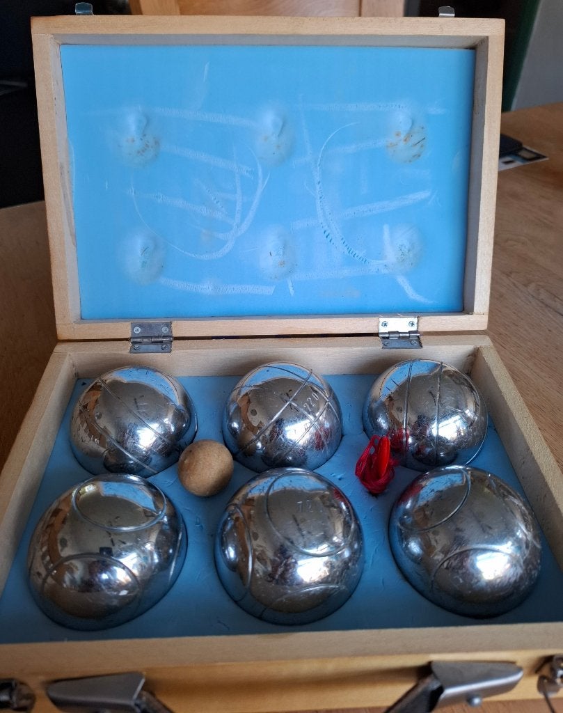 Jeu de Boules / Pétanque set in houten kist - 6 boules, Ophalen of Verzenden, Gebruikt
