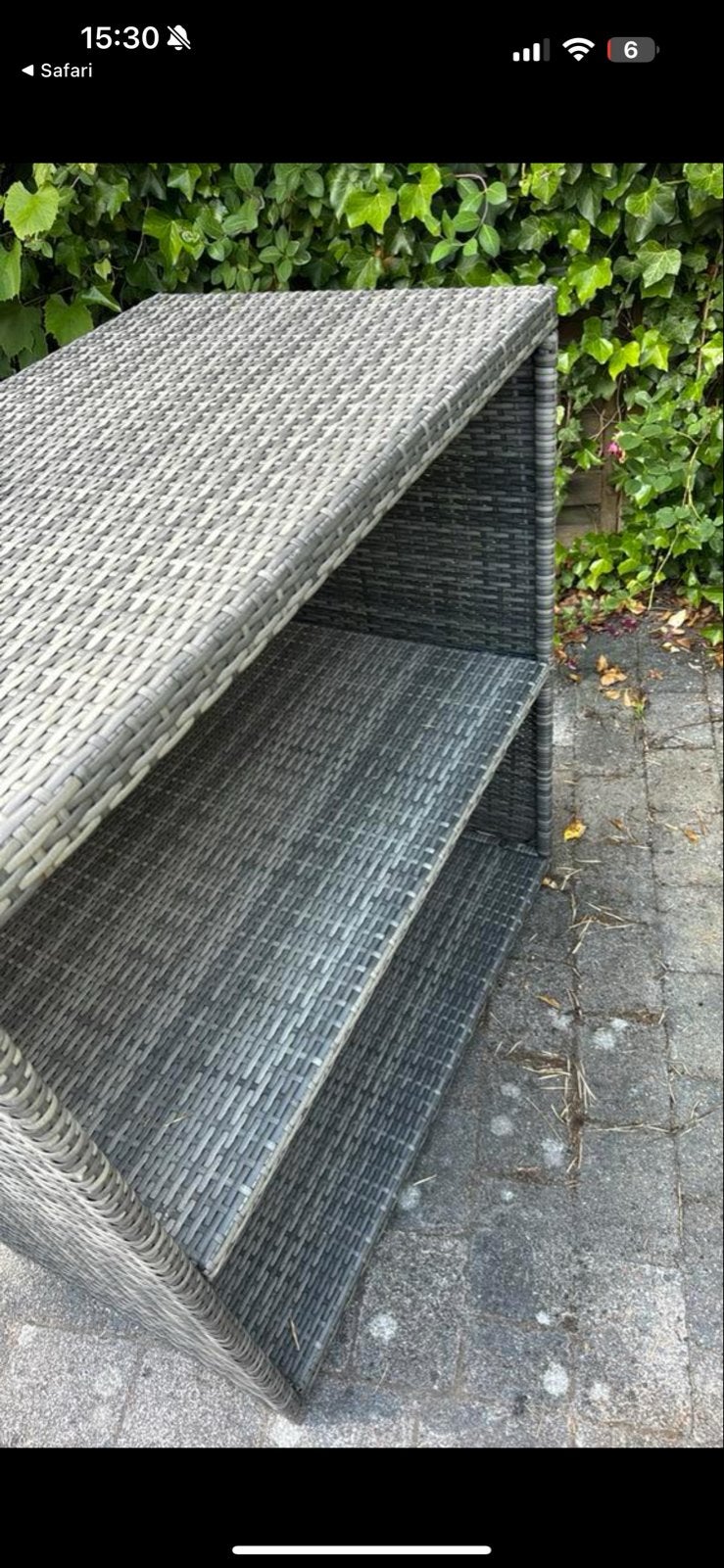 Wicker Barset met 2 Krukken - Grijs, Ophalen of Verzenden, Gebruikt, Rechthoekig, Wicker