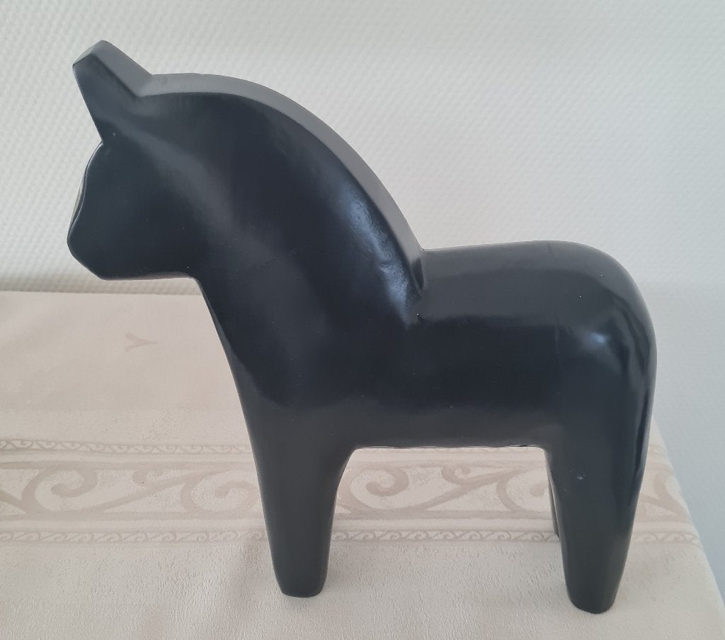 Mooi zwart Dala paard van Ikea - vintage, Ophalen of Verzenden, Hout, Houtsnijwerk