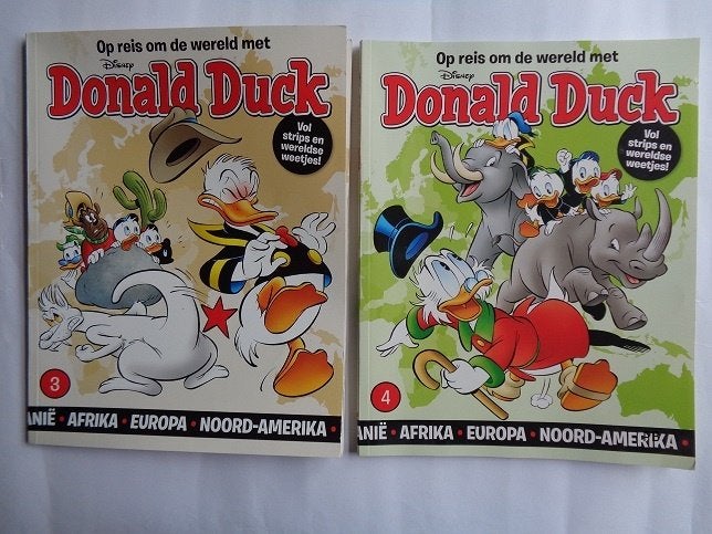 Op Reis Om de Wereld met Donald Duck (Album Set) Nr 3 en 4., Boeken, Ophalen of Verzenden, Zo goed als nieuw, Donald Duck, Meerdere stripboeken