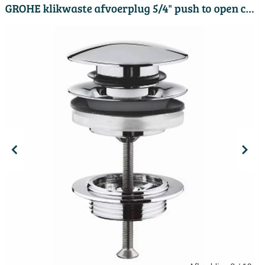 GROHE klikwaste afvoerplug 5/4” push to open chroom, Ophalen, Zo goed als nieuw, Chroom