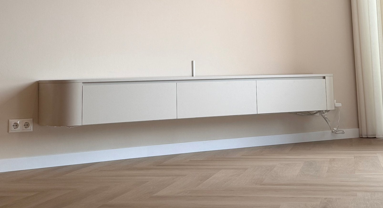 Japandi Tv Meubel Beige 240 cm, Ophalen, Zo goed als nieuw, 200 cm of meer, Minder dan 100 cm