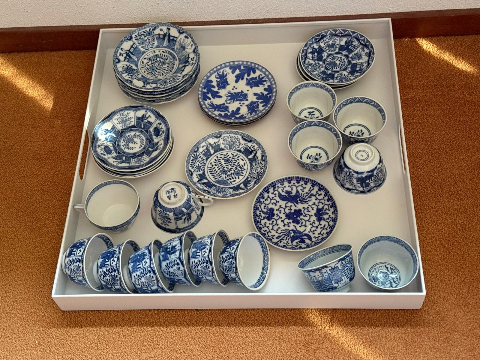 Antiek Chinees Porselein Servies - Blauw en Wit, Ophalen of Verzenden
