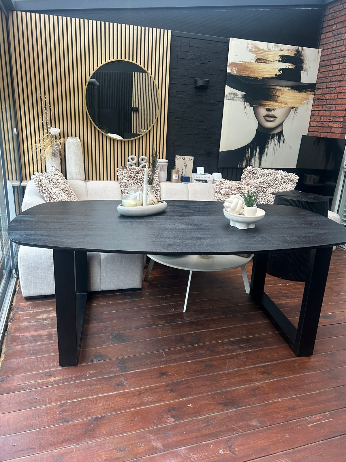 Ovaal en Deens ovale mango houten eettafel 200/110, Ophalen, 100 tot 150 cm, Ovaal, Nieuw