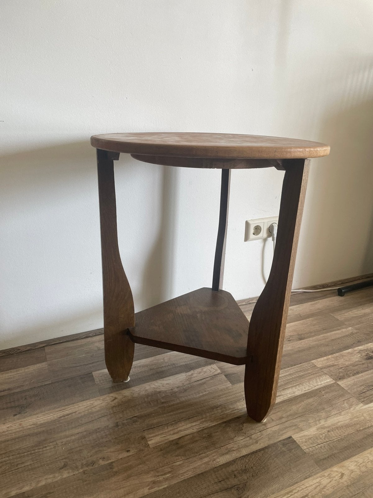 Houten plantentafeltje, Huis en Inrichting, Ophalen, 50 tot 100 cm, Rond, Zo goed als nieuw