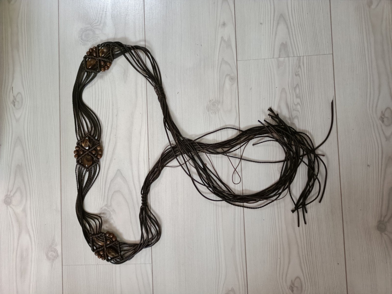 Donkerbruine macrame ceintuur, Ophalen of Verzenden, Zo goed als nieuw, Bruin, 5 cm of meer