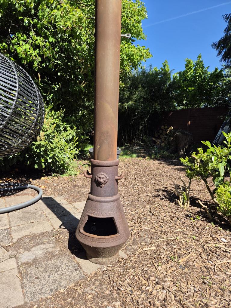Elegante Gietijzeren terraskachel / tuinkachel en kachelpijp, Tuin en Terras, Ophalen, Gebruikt