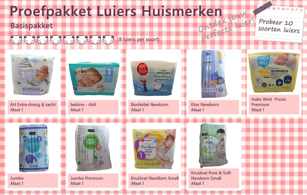 Proefpakket Luiers Huismerken - Basispakket, Verzenden, Nieuw