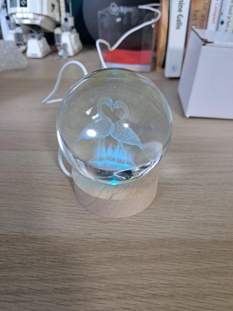 Flamingo's. 3D ledlamp, Huis en Inrichting, Ophalen of Verzenden, Nieuw, Glas, Minder dan 50 cm