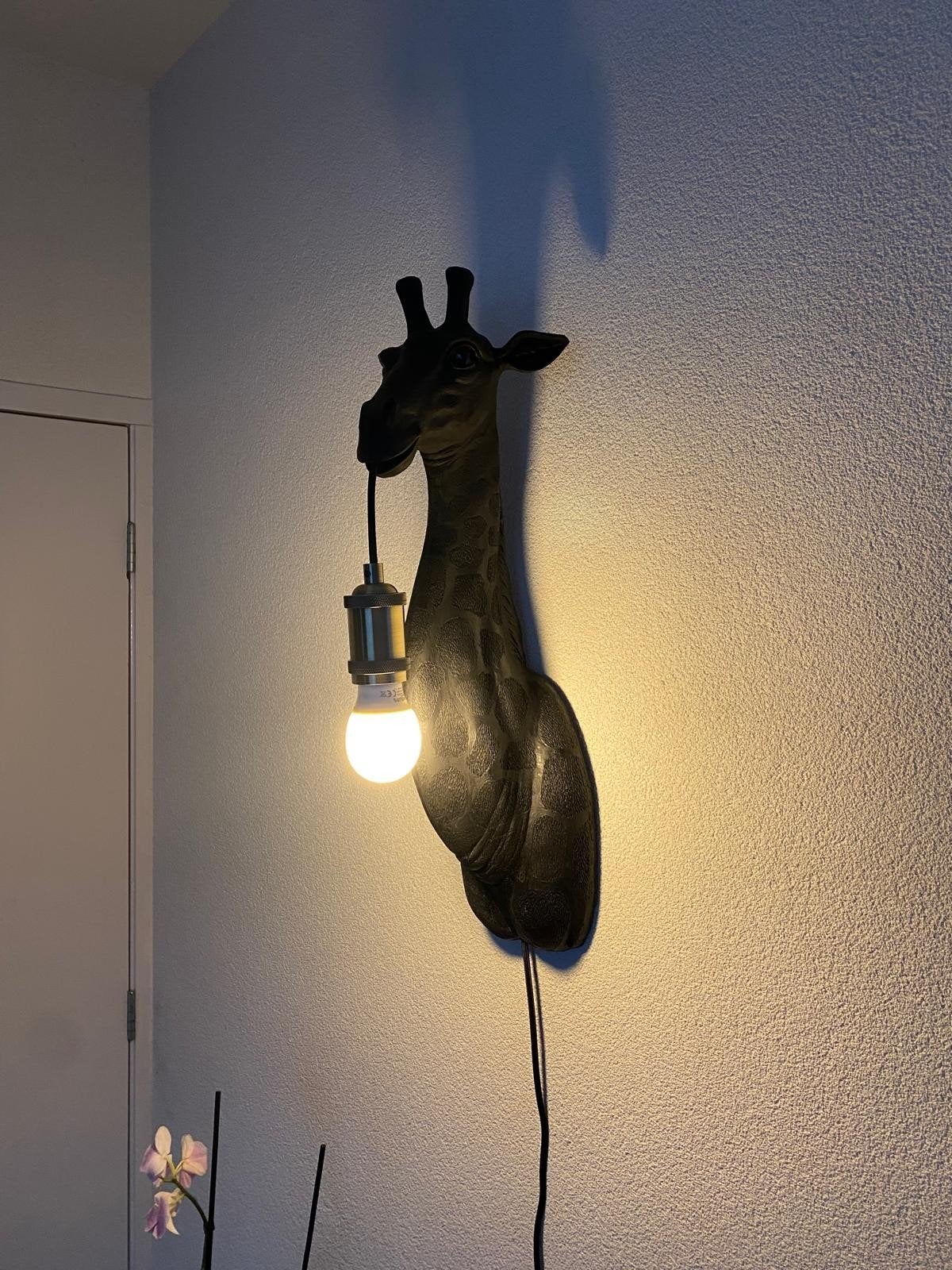 Unieke giraffe wandlamp - Zwart, met E27 fitting, Ophalen, Zwart, E27 (groot), Zo goed als nieuw