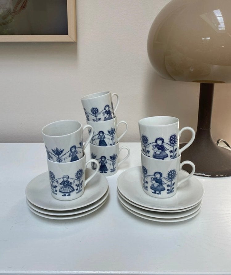 7 kop en schotels koffiekopjes vintage bavaria, Ophalen of Verzenden