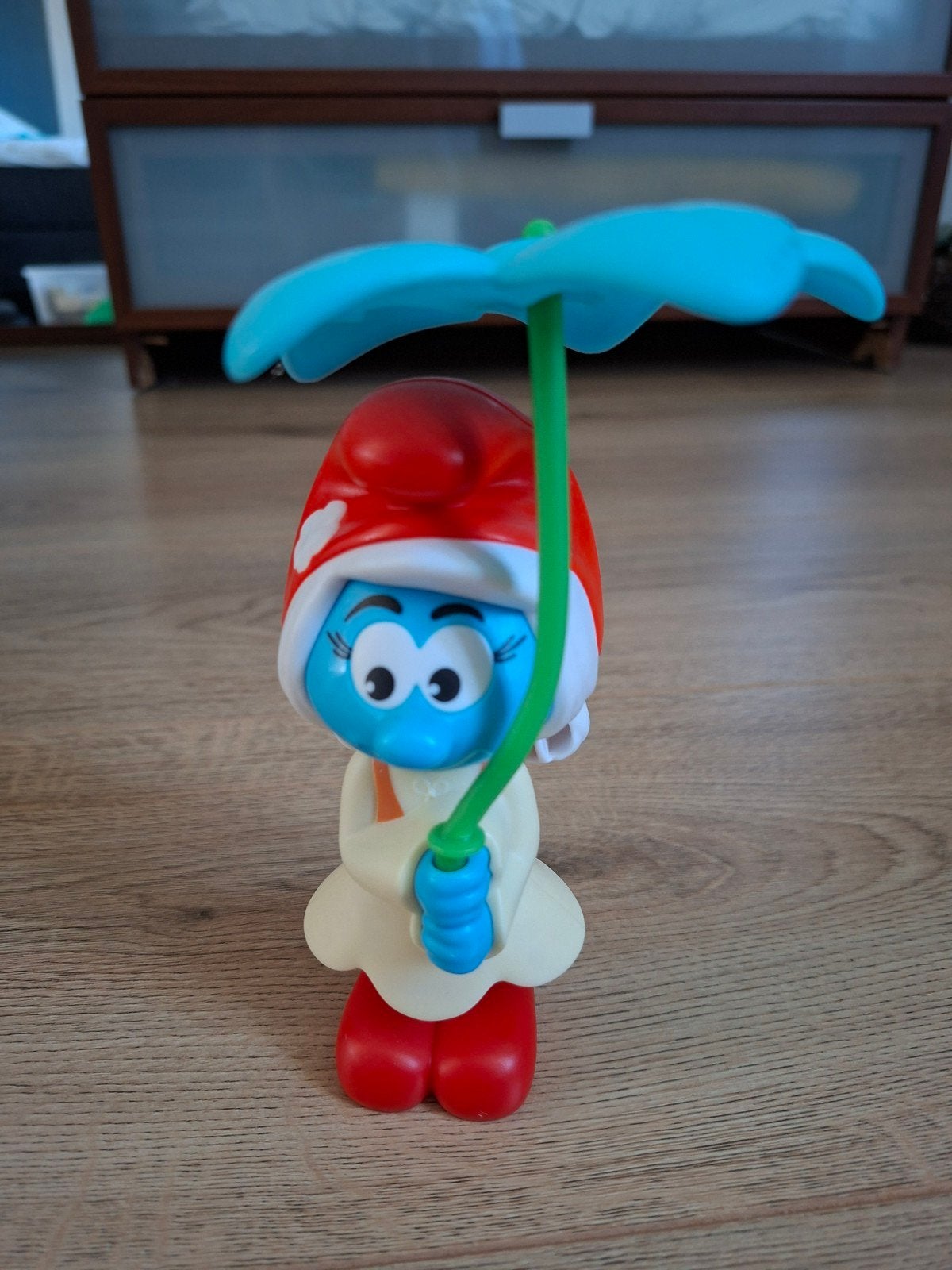 Smurfin met paraplu - Burger King promotiefiguur, Ophalen, Gebruikt, Smurfin, Poppetje, Figuurtje of Knuffel