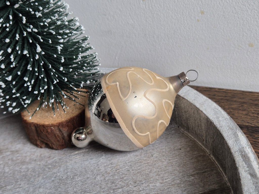 Vintage kerstbal met balletje 449, Diversen, Kerst, Gebruikt, Ophalen of Verzenden