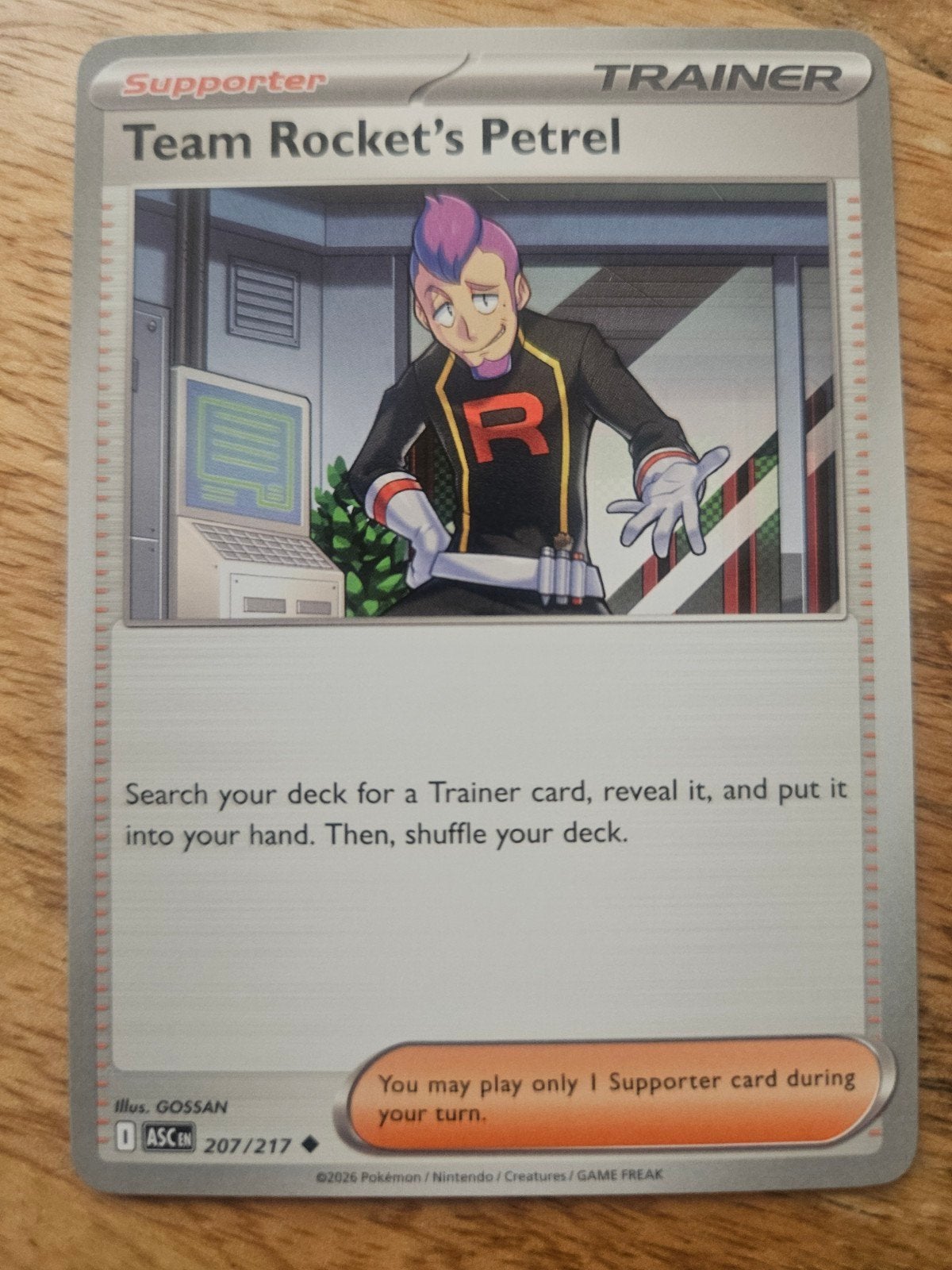Pokémon TCG: Team Rocket's Petrel Supporter Kaart 207/217, Ophalen of Verzenden, Zo goed als nieuw, Losse kaart