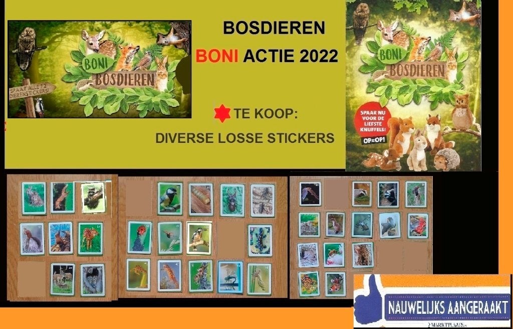 Bosdieren stickers (boni actie 2022), Overige supermarkten, Ophalen of Verzenden