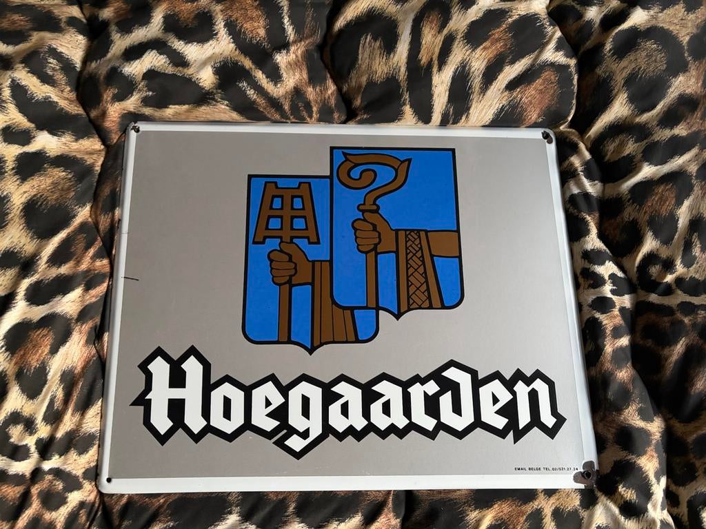 Emaille reclamebord Hoegaarden, Ophalen of Verzenden, Gebruikt, Reclamebord