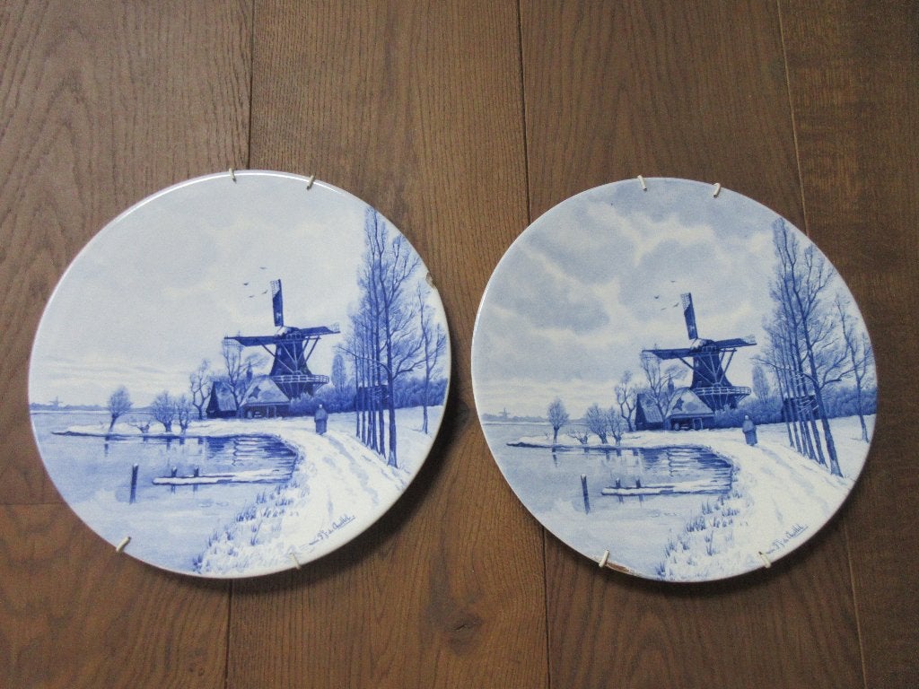Wandbord F.J. du Chattel 2 x Delft - plateelbakkerij, Antiek en Kunst, Antiek | Wandborden en Tegels, Ophalen of Verzenden