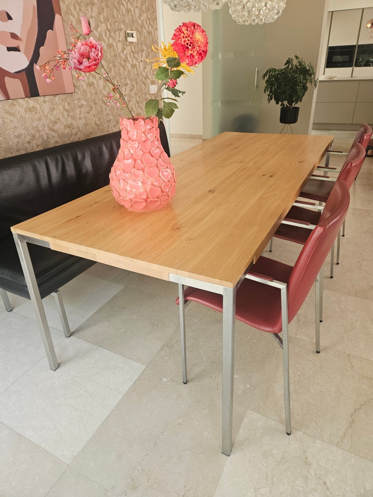 Tafel, eetbank en stoelen, Ophalen, Gebruikt, 200 cm of meer, 50 tot 100 cm