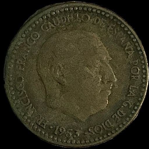 1 peseta munt spanje 1953 Aluminium Brons, Ophalen of Verzenden, Overige landen, Losse munt