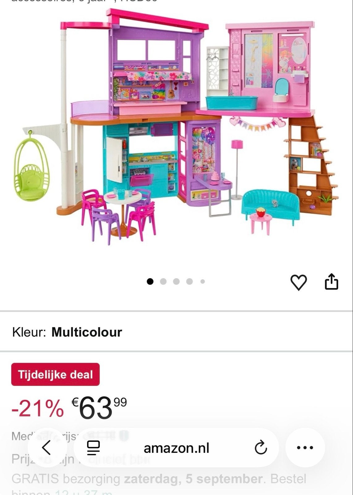 E15! Barbiehuis met auto, koffertje en accessoires, Ophalen, Gebruikt, Barbie