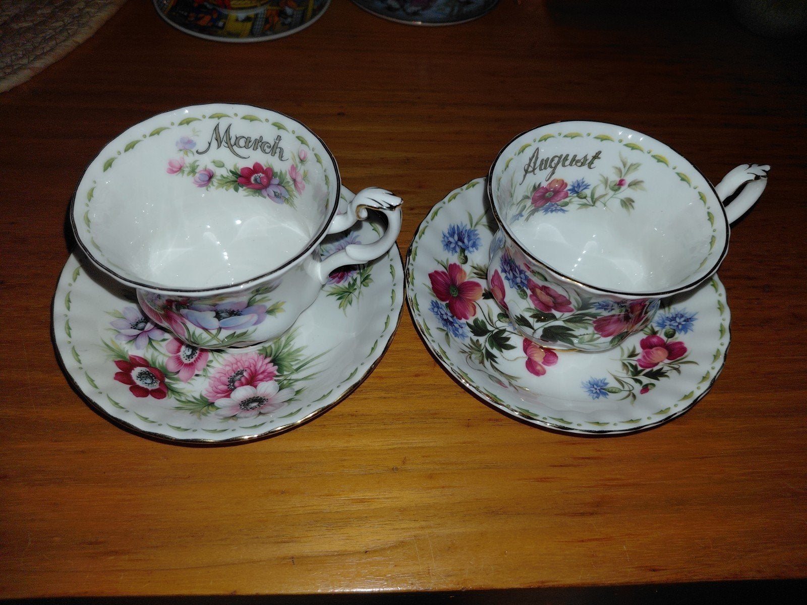 Royal Albert Maand Bloemen Kop en Schotel (Maart & Au, Ophalen of Verzenden