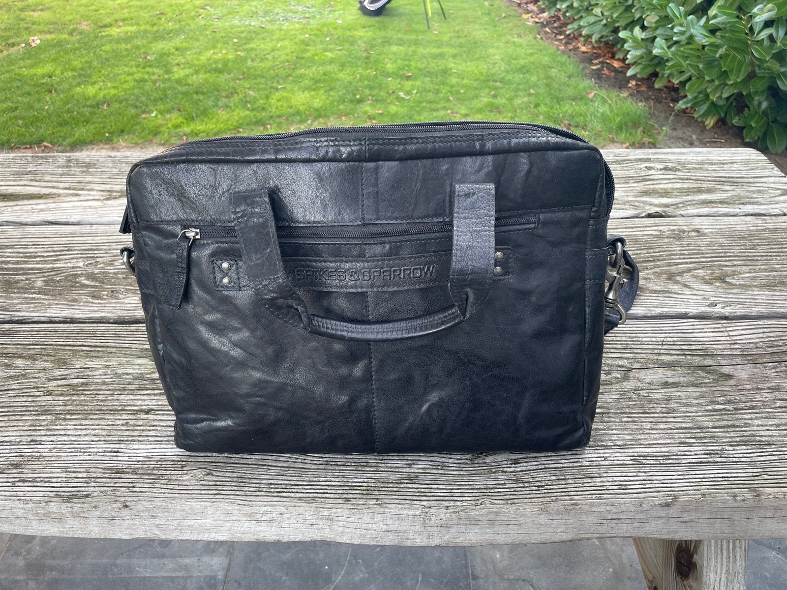 Spikes & Sparrow Leren Laptoptas Zwart, Ophalen, Gebruikt, Zwart, Overige typen