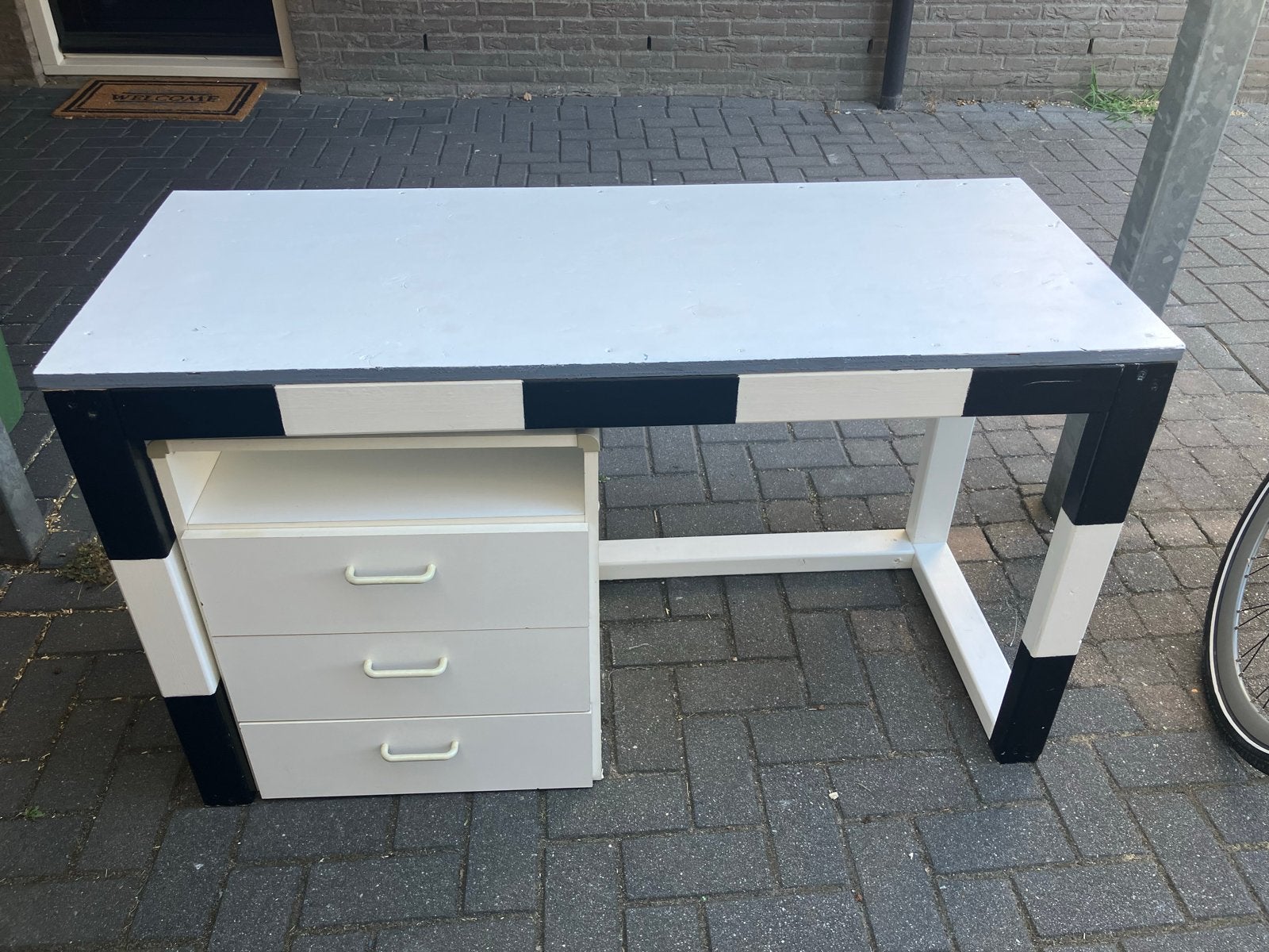 Bureau met ladekastje voetbalthema, Gebruikt, Kinderbureau, 50 cm, Overige merken