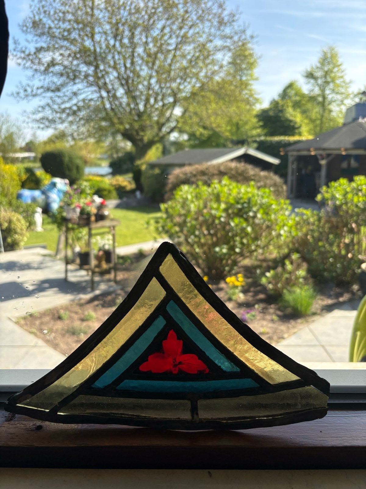 Prachtig glas in lood uit rond kerkraam (15 stuks), Antiek en Kunst, Ophalen of Verzenden