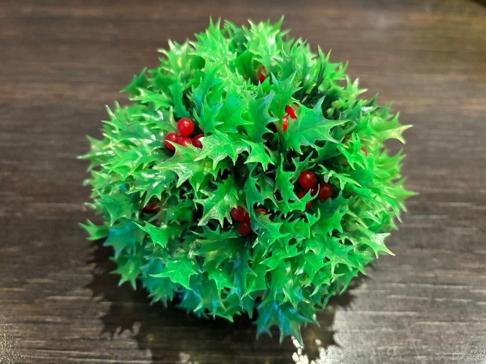 Biorb aquarium ornament groen hulst met rode besjes zgan, Ophalen of Verzenden, Zo goed als nieuw, Decoratie, Overige merken