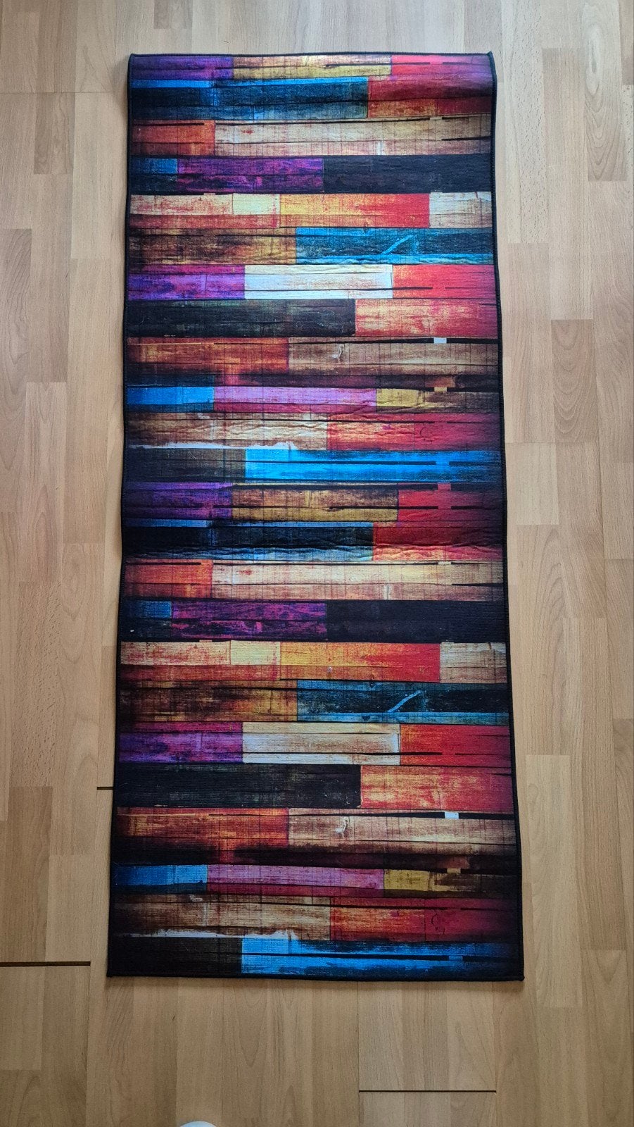 Nieuwe loper/vloerkleed 150x60cm - Houtlook design, Geel, Nieuw, 150 tot 200 cm, Modern, Houtlook, Kleurrijk