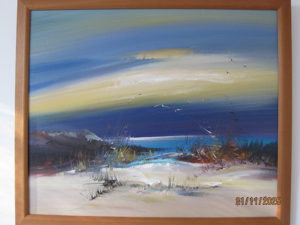 Olieverf schilderij op doek in lijst - Nancy Van Hussen., Ophalen, Doek, Olieverf, Klassiek