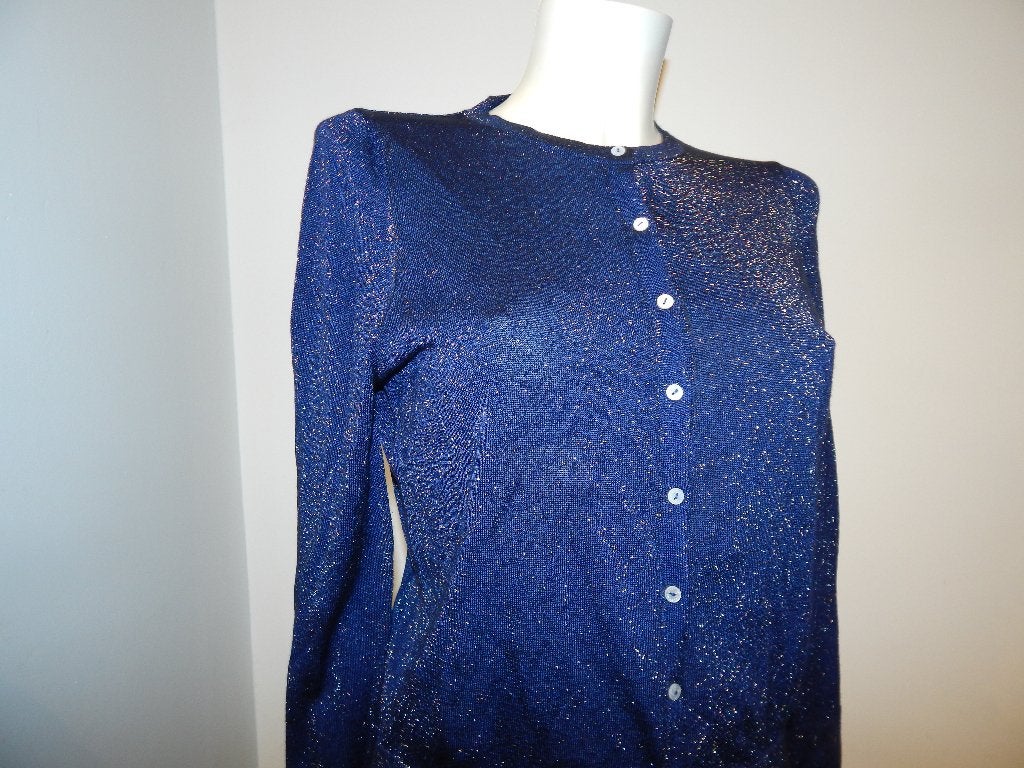 Marccain nacht blauw vest glitter in de stof oa cashmere N3, Maat 38/40 (M), Zo goed als nieuw, Marccain, Verzenden