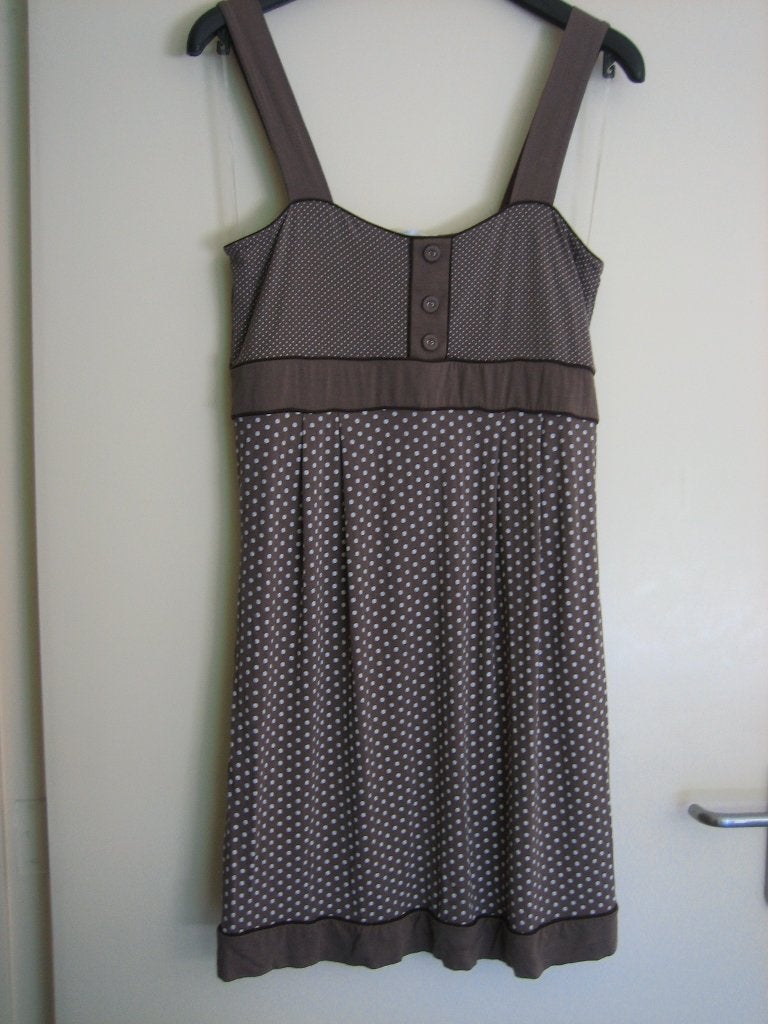 Mooi polkadot jurkje of overgooier CACHE CACHE, 40 snazzeys, Kleding | Dames, Jurken, Maat 38/40 (M), Bruin, Verzenden, Nieuw