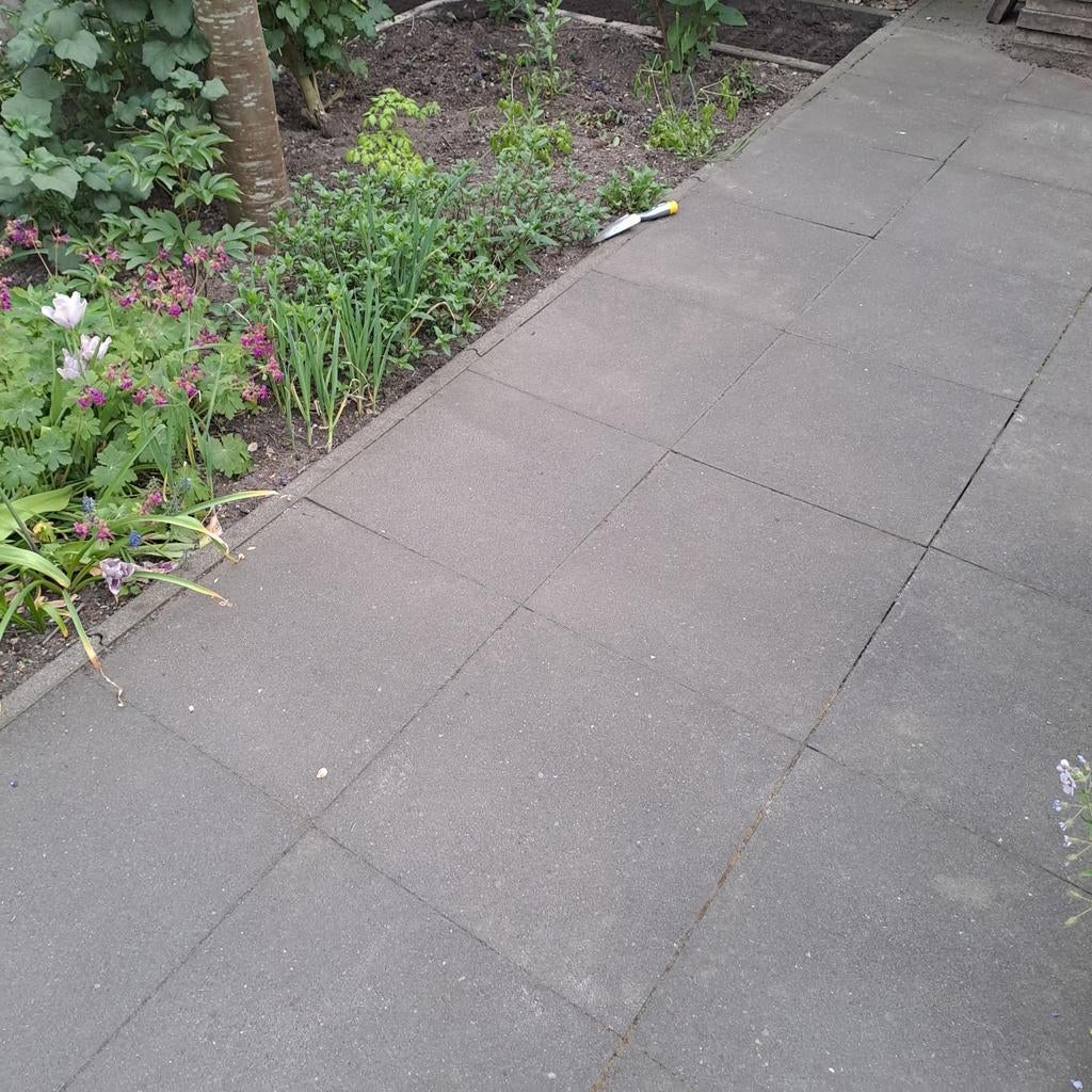 Tuintegels 50x50 cm - Grijs beton, Ophalen, Gebruikt, 5 tot 10 m², Beton