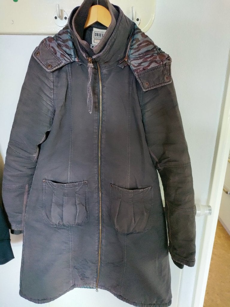 Dames winterjas Object, Ophalen, Gedragen, Maat 38/40 (M), Grijs